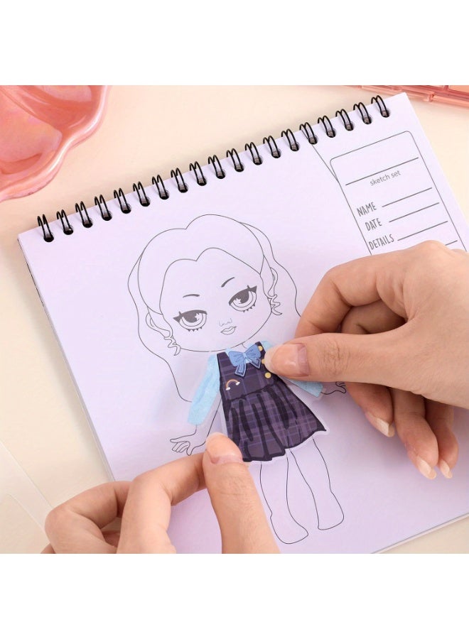 مجموعة كتاب ملصقات لعبة تنكر الفتيات - مجموعة كتاب تلوين أزياء لخبيرة الجمال مكونة من 26 صفحة | ملصقات تنكر قابلة لإعادة الاستخدام | كتاب رسومات وتلوين أزياء | يعزز الذوق الجمالي والتطوير الإبداعي | ورق سميك مقاوم للتمزق بحبر ممتاز | كتاب هادئ محمول للتخزين والسفر | مثالي لهدايا عيد الميلاد وعيد الميلاد | إضاءة فنية تفاعلية بين الوالدين والأطفال | كتاب إبداعي لتصميم الشعر والأزياء - Image 4